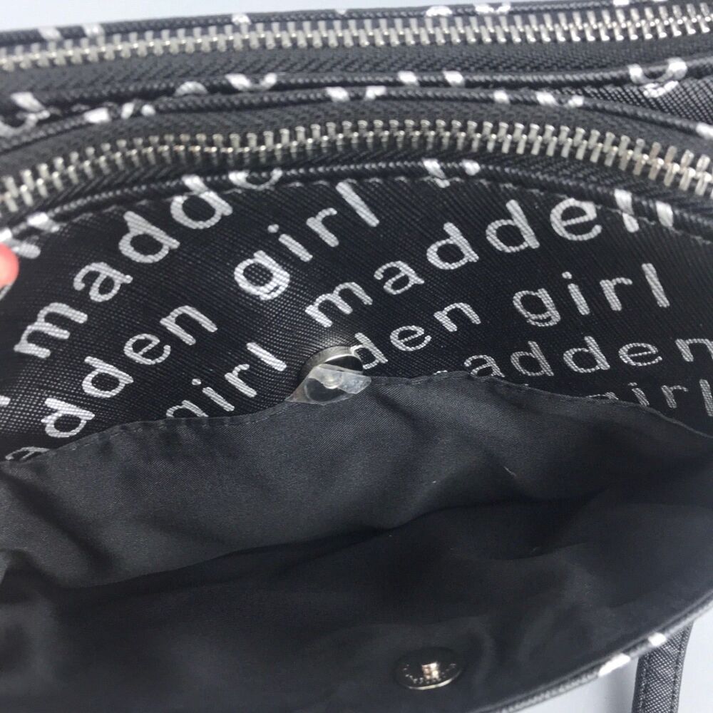 Steve Madden Girl Black Silver Logo Letters Cross body Shoulder Bag Purse NWT - Picture 10 of 12